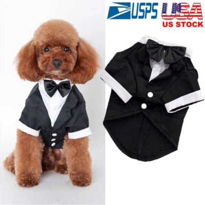 Домашних животных одежды свадьбы официальный футболка щенок собаки кошки галстук-бабочка смокинг джентльмен костюм США - Изображение 1 из 4