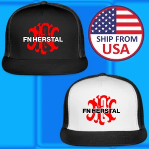 FN Herstal Armas de Fuego Pistolas Negro Blanco Ajustable Camionero Sombrero Talla Adulto - Imagen 1 de 6