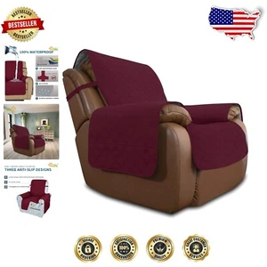 Protective Sofa Slipcover for Pets & Kids - Oversized Recliner Cover in Wine - Picture 1 of 9