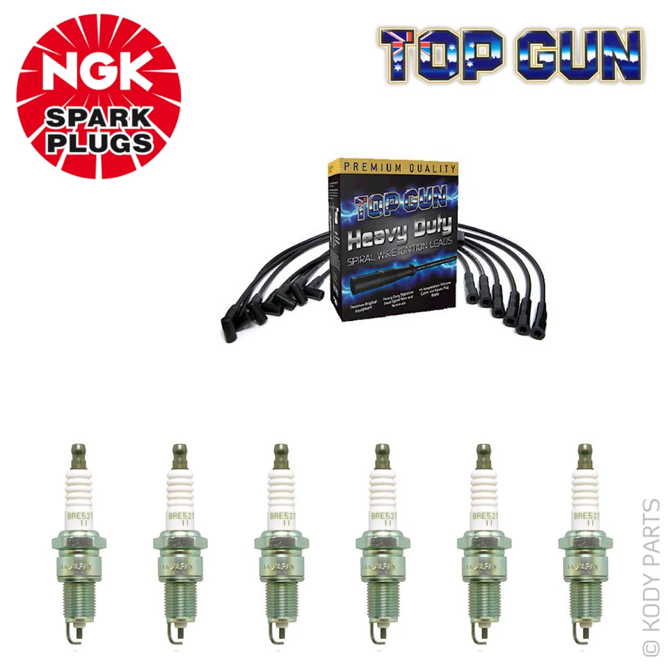 TOP GUN IGNITION LEADS & NGK PLUGS - for Ford Falcon Ute XF 4.1L (250ci) Carby - image 1 of 1