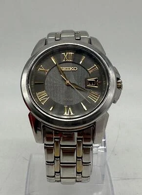Seiko Solar Two Tone Black Dial Analogue Stainless Steel Men’s Watch - Image 1 of 4