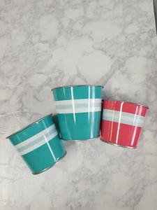 IKEA KAKIPLOMMON Plant Pot Indoor Outdoor Lot of 3 Pink Blue Stripe Container - Picture 1 of 3