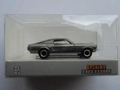 BREKINA  1968  FORD MUSTANG GT 350 FASTBACK   GRAY / BLACK     HO 1/87  PLASTIC - Image 1 of 2