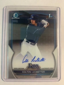 Colton Ledbetter 2023 1st Bowman Chrome Draft Auto #CDA-CL Rays Autograph - Picture 1 of 2