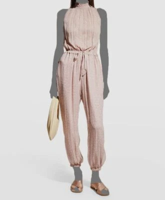 $690 Alessia Zamattio Women's Pink Sleeveless Animal Print Jumpsuit Sz IT48/US12 - Image 1 of 4
