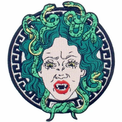 Embroidered Patches Iron Sew On Patch appliques Badges Medusa Head Shield 711R - Image 1 of 4