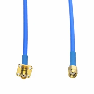 RP-SMA male to SMA female 4-flange RG402 .141" Flexible Semi-Rigid Jacket 4~40" - Picture 1 of 4
