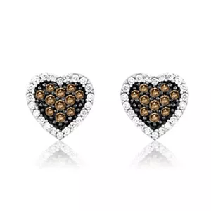 LeVian 14K White Gold G-H SI1 Chocolate Diamond 0.43 cts Earrings - Picture 1 of 2