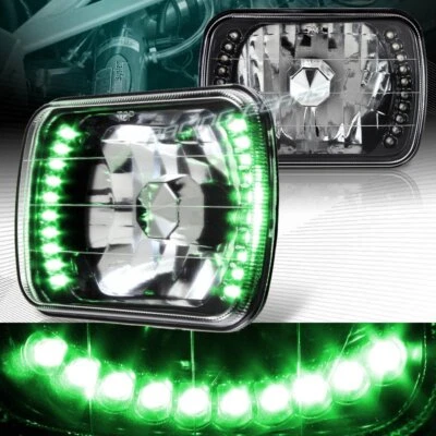 FAROS LED VERDES CARCASA 7"X6" H6014 H6052 H6054 HAZ SELLADO CUADRADO NEGRO Foto 1 de 4