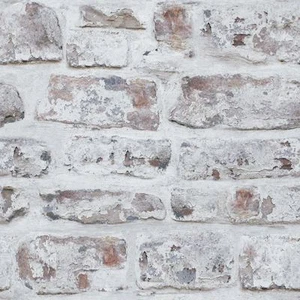 WALLPAPER ARTHOUSE REALISTIC WHITE WASHED RUSTIC OLD BRICK WALL QUALITY 671100 - Picture 1 of 7