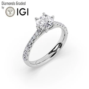 IGI, F/VS1, Solitaire Lab-Grown Cushion Diamond Engagement Ring, 18K White Gold - Picture 1 of 24
