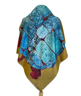 Винтажный Jeanne Lanvin Castillo шелковый шарф абстрактная мозаика печати Франции #A121 - Изображение 1 из 4