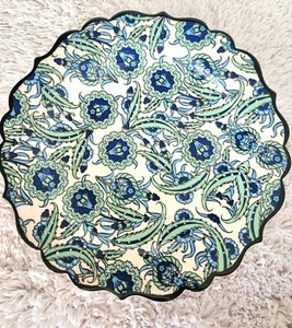 Serving Platters Turkish Nakkas Cini Raised Paisley 12”Ceramic Decorative Tray - Picture 1 of 10