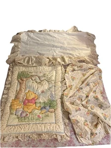 Vtg Disney Classic Winnie the Pooh Nursery Set Red Calliope Comforter 3 Pc Set - Picture 1 of 17