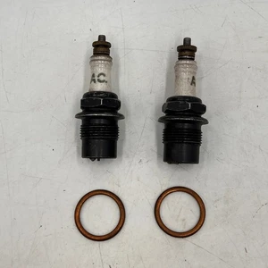2 New AC nos 7/8" Pipe Thread Hex Spark Plug Ford Model GM Antique Vintage - Picture 1 of 16