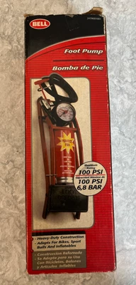 Bomba de pie Bell 2001 de colección doble cilindro con medidor - inflador de bicicleta y bola Foto 1 de 4