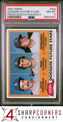 1981 TOPPS #302 MIKE SCIOSCIA-FERNANDO VALENZUELA RC PSA 8 - Image 1 of 3