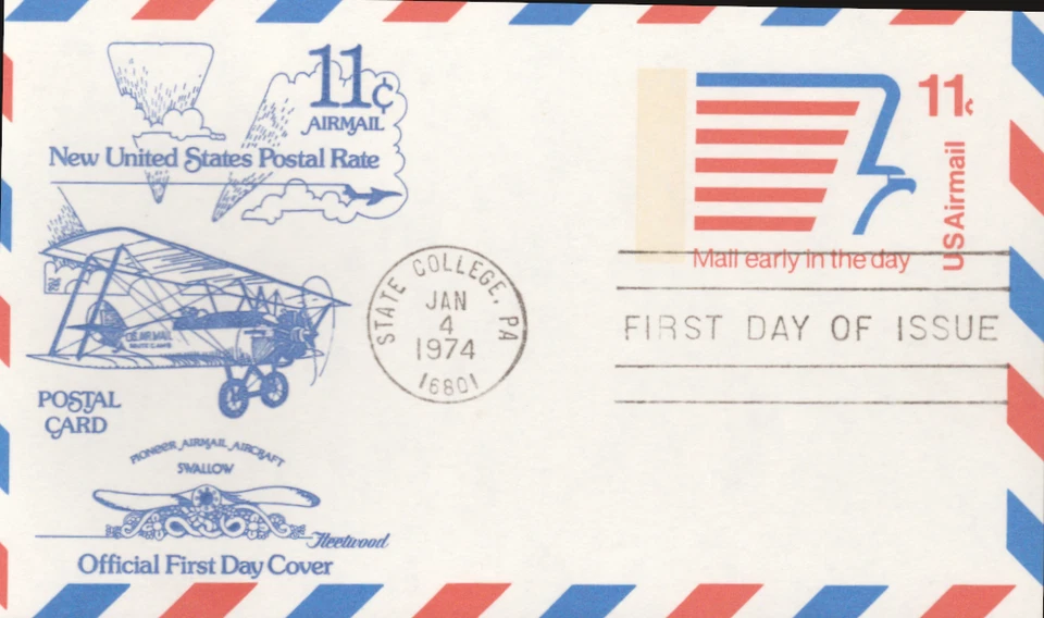 1974 FDC Postal Card- Scott# UXC14 - Fleetwood Cachet  UA - Image 1 of 1