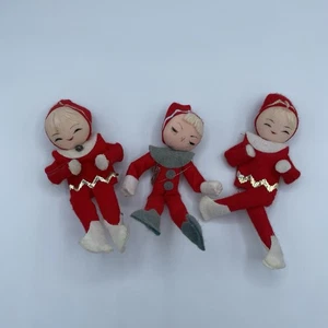 Vintage Christmas Felt Wire Posable Ornament Japan Made Handmade Painted Lot 3 - Picture 1 of 12