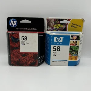(2)HP 58 Photo Color Inkjet Print Cartridge - Genuine OEM - New Sealed 2008/2012 - Picture 1 of 2