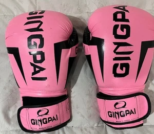 Gingpai Boxhandschuhe 12 Oz Pink und Schwarz - Erwachsene Sparring Kickboxen - Bild 1 von 3