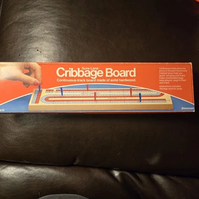 1983 Vintage Pressman Sure-Lane hardwood Cribbage Board With Box & Instructions - Image 1 of 4