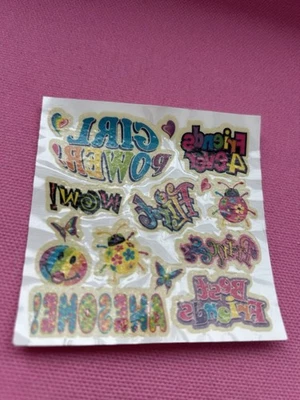 Folha adesiva corporal temporária vintage anos 90 Lisa Frank Girl Power - Imagem 1 de 4