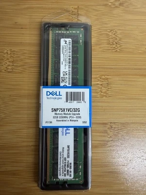 Dell Memory SNP75X1VC/32G AA799087 32GB 2Rx4 DDR4 RDIMM 3200MHz RAM - Image 1 of 3