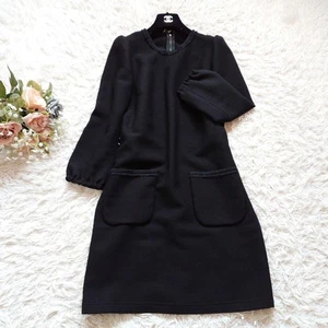 DOLCE&GABBANA Wool Silk Dress Fringe Zip Logo Black Italy 38 M Long Sleeve - Picture 1 of 12