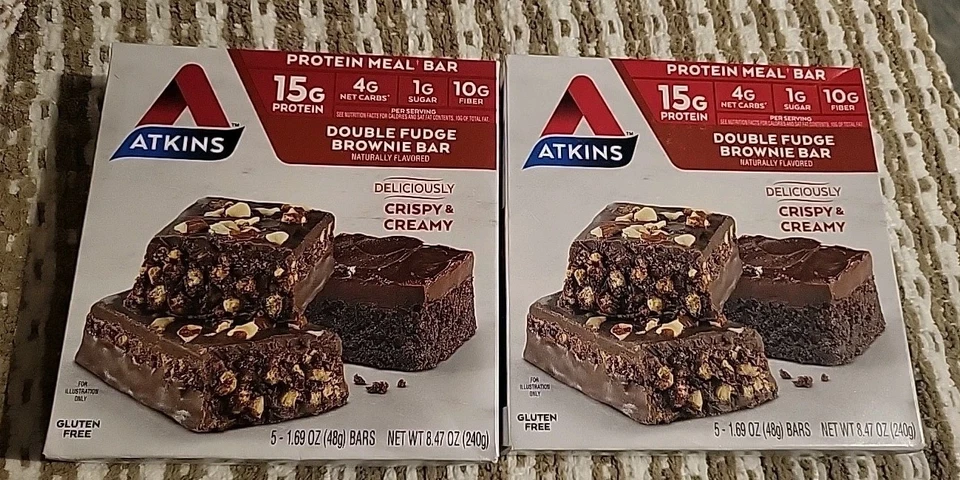 Atkins Protein Meal Bar Double Fudge Brownie 5 Bars