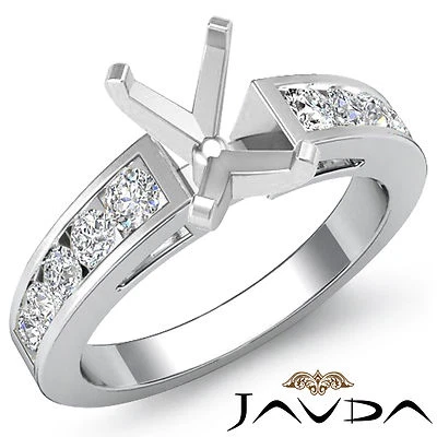 Emerald Semi Mount Channel Set Diamond Engagement Ring 14k White Gold 0.75Ctw - Image 1 of 3