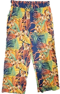 Pantalones Panama Jack Pequeños Para Mujer Cintura Elástica Floral Pierna Ancha Mezcla de Lino Nuevos con Etiquetas - Imagen 1 de 10