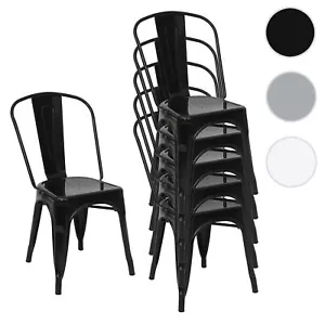 6er-Set Stuhl HWC-A73, Bistrostuhl Stapelstuhl, Metall Industriedesign stapelbar - Bild 1 von 15