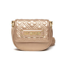 Woman crossbody bag Love Moschino gold faux leather rounded shoulder for women