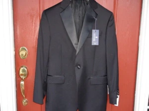 Stafford Tuxedo Jacket size 40R 100% Wool Black Solid Classic fit Front button - Picture 1 of 10