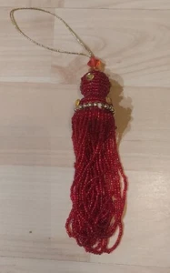 Beaded Tassel Christmas Ornament Hanging Holiday Decoration Red 5.5" - Picture 1 of 1
