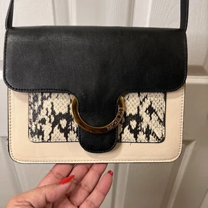 Rachel Zoe B9514 Womens Black/Beige Snake Print Leather Crossbody Bag-Casual - Imagen 1 de 11
