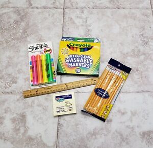 All New Bundle Lot of 5 Item Sealed Package School Supplies Markers Pencil Ruler