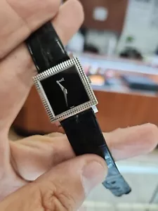 18kt White Gold Piaget Onyx Dial Hobnail Bezel Ref 9357 Vintage Watch - Picture 1 of 6