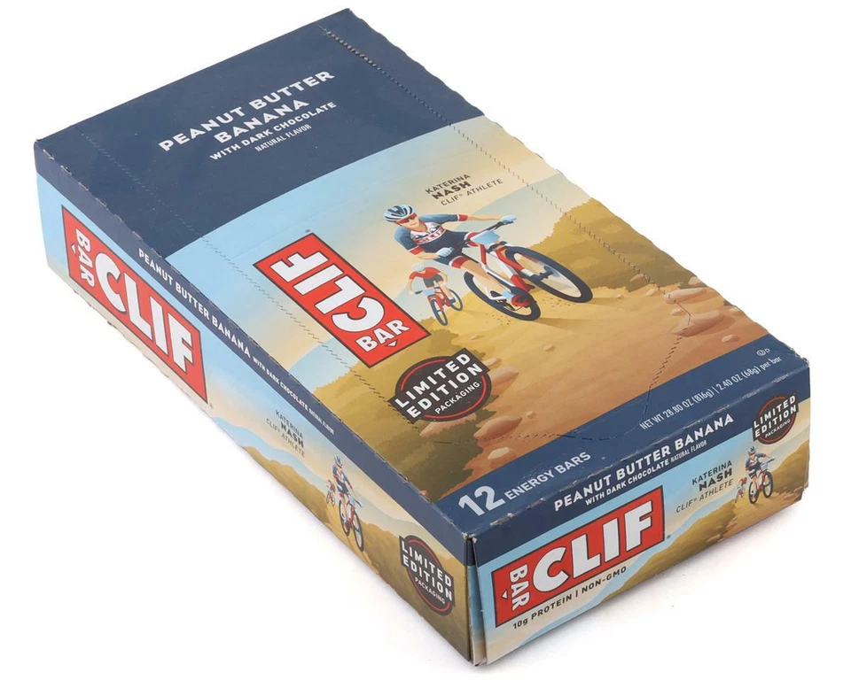 12 Clif Bar 10g Protein Peanut Butter Banana W/dark Chocolate 2.4oz Ship
