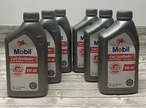 Aceite de motor Mobil totalmente sintético de alto kilometraje 5W-30, 1 cuarto (paquete de 6)-nuevo - Imagen 1 de 3
