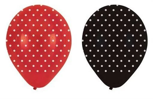 Globos de látex a lunares rojos y negros 12" 6 por paquete globos decoraciones de fiesta Foto 1 de 1