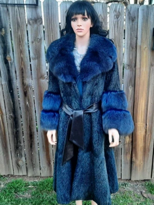 Casaco de pele de vison vintage feminino Ben-Ric azul Nutria e vison ~ NY Beauty P/M deslumbrante - Imagem 1 de 4