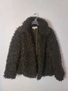 Philosophy Jacket Green Curly Polyester Lined Unique Fun Womens Medium - Picture 1 of 4