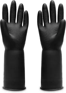 Chemical Resistant Latex Gloves,Cleaning Protective Safety Work Heavy Duty Rubbe - Picture 1 of 7