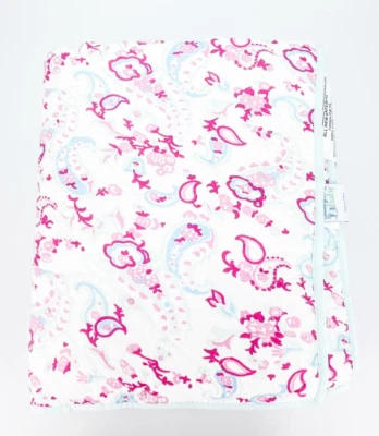 Simply Shabby Chic Baby Blanket Petite Paisley Quilt 36"x45" Cotton Pink White - Image 1 of 4