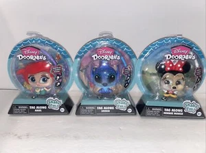 DISNEY DOORABLES Tag Along ARIEL, MINNIE MOUSE & STITCH Backpack Clips New 2021 - Picture 1 of 7