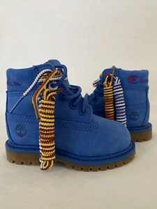 Timberland x Champion Premium WATERPROOF BLUE BOOTS US KIDS Sz 4 NEW NWOT - Picture 1 of 8