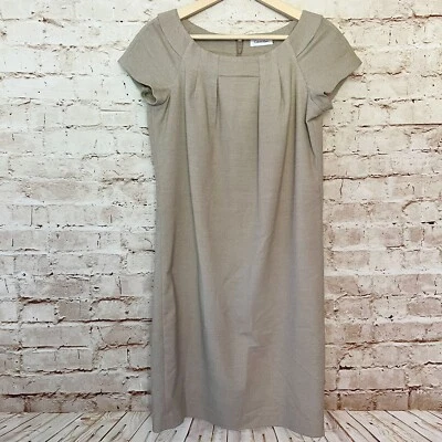 Calvin Klein Mujer Suave Sarga Cambio Vestido Manga Gorra Carrera Talla 4 Beige Foto 1 de 4