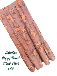 NWT LulaRoe Poppy Maxi Skirt-Tiered- Pretty Lavender W/Florals Lined 3XL - Picture 1 of 8